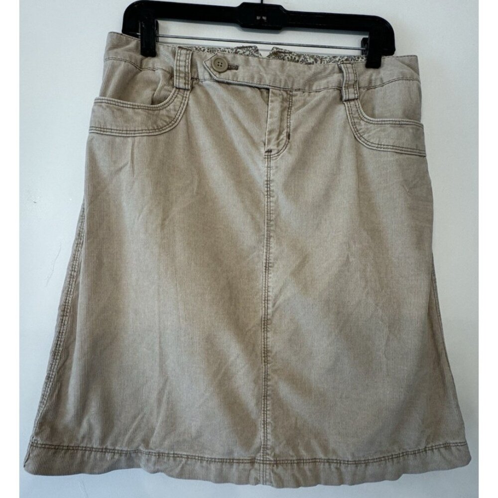 Gap Vtg Tan Beige Corduroy A Line Pockets 6 Stretch Skirt 90s Y2K Preppy Retro